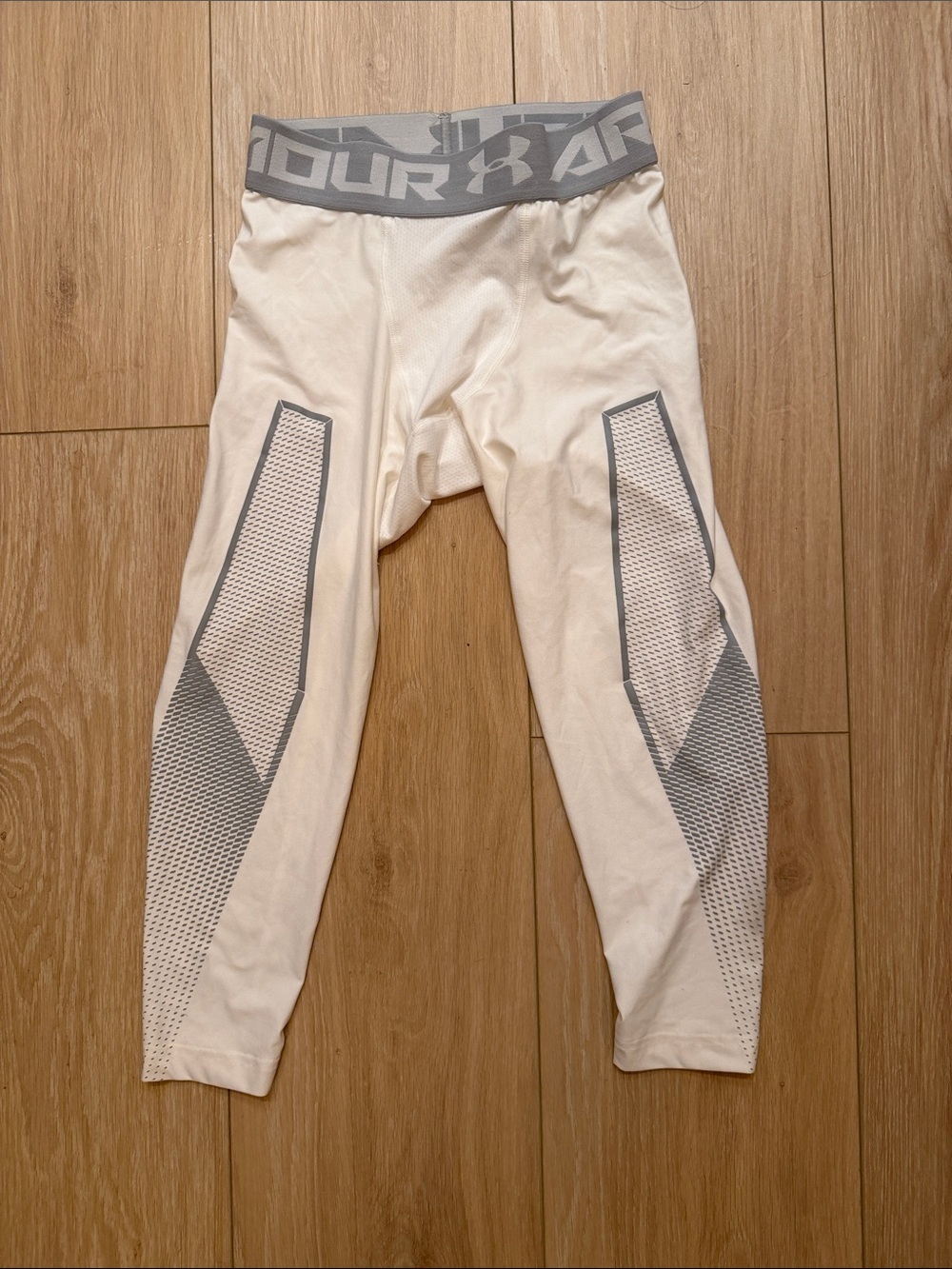 Under Armour White and Gray Compression Leggings